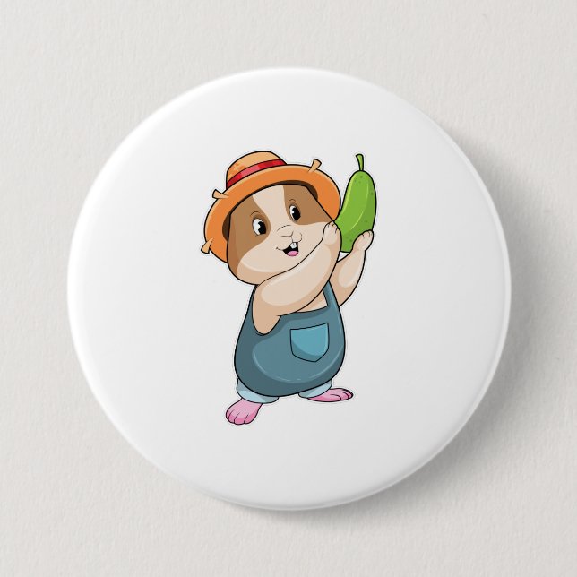 Hamster as Farmer with Zucchini Button (Front)