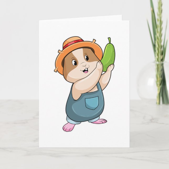 Hamster as Farmer with Zucchini Card (Front)