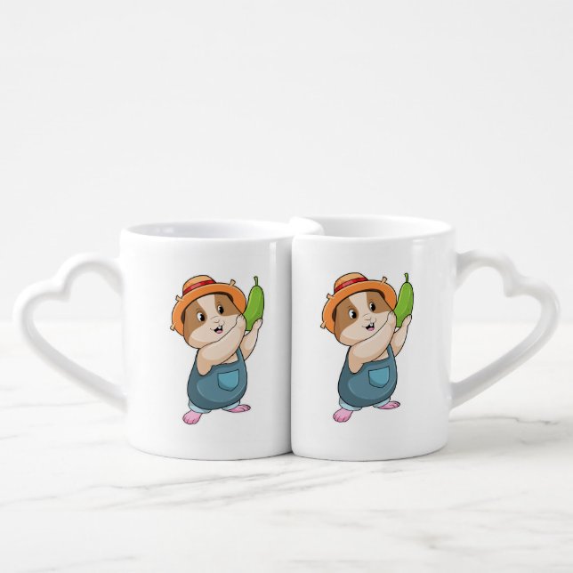 Hamster as Farmer with Zucchini Coffee Mug Set (Front Nesting)