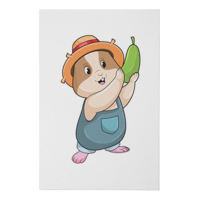 Hamster as Farmer with Zucchini Faux Canvas Print (Front)