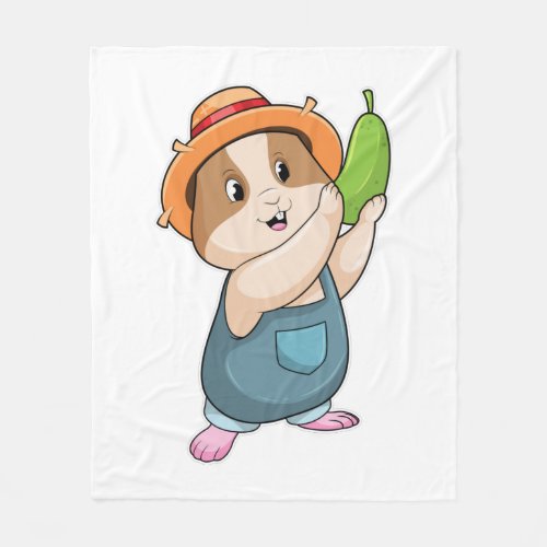 Hamster as Farmer with Zucchini Fleece Blanket