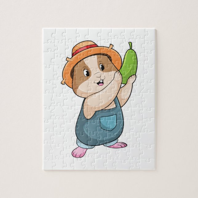 Hamster as Farmer with Zucchini Jigsaw Puzzle (Vertical)