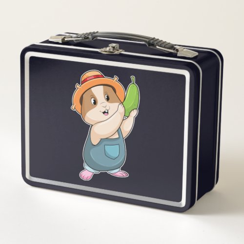 Hamster as Farmer with Zucchini Metal Lunch Box