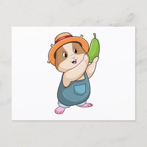 Hamster as Farmer with Zucchini Postcard