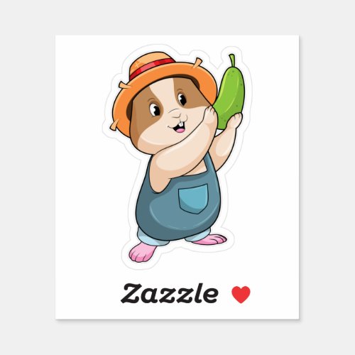Hamster as Farmer with Zucchini Sticker
