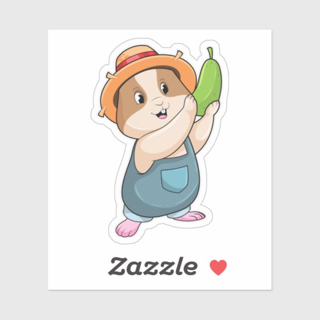 Hamster as Farmer with Zucchini Sticker (Sheet)