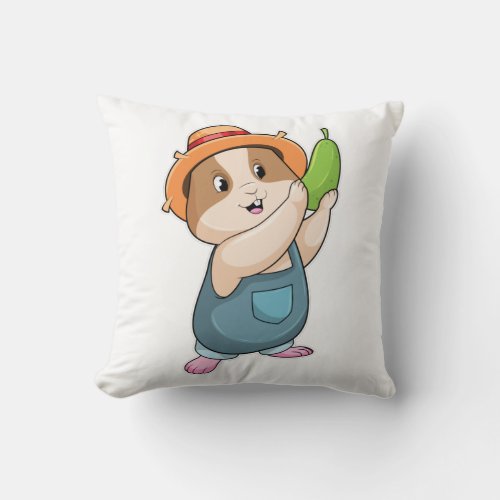 Hamster as Farmer with Zucchini Throw Pillow