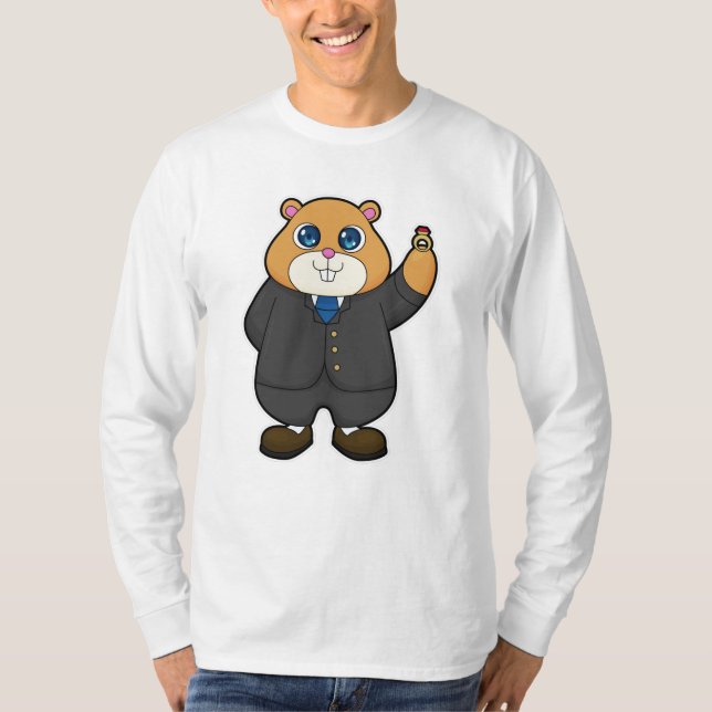 Hamster as Groom with Wedding ring T-Shirt (Front)