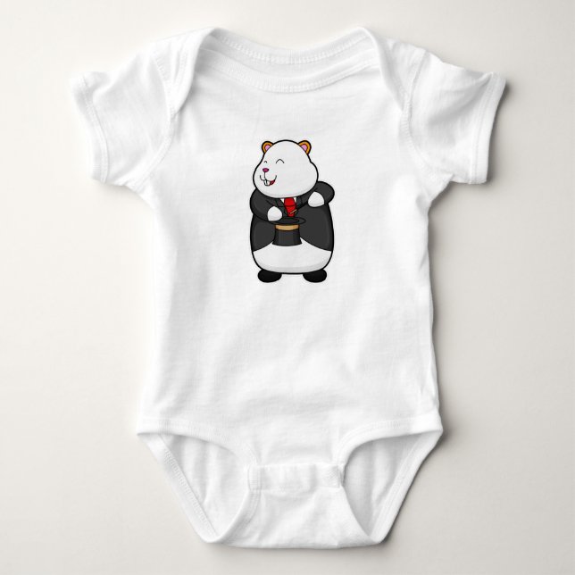 Hamster as Magician with Magic wand Hat Baby Bodysuit (Front)