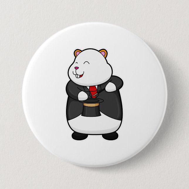 Hamster as Magician with Magic wand & Hat Button (Front)
