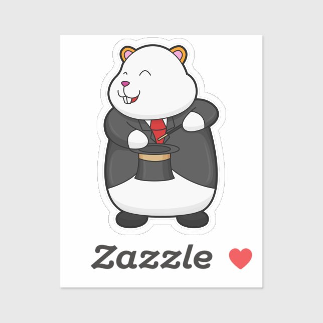 Hamster as Magician with Magic wand & Hat Sticker (Sheet)