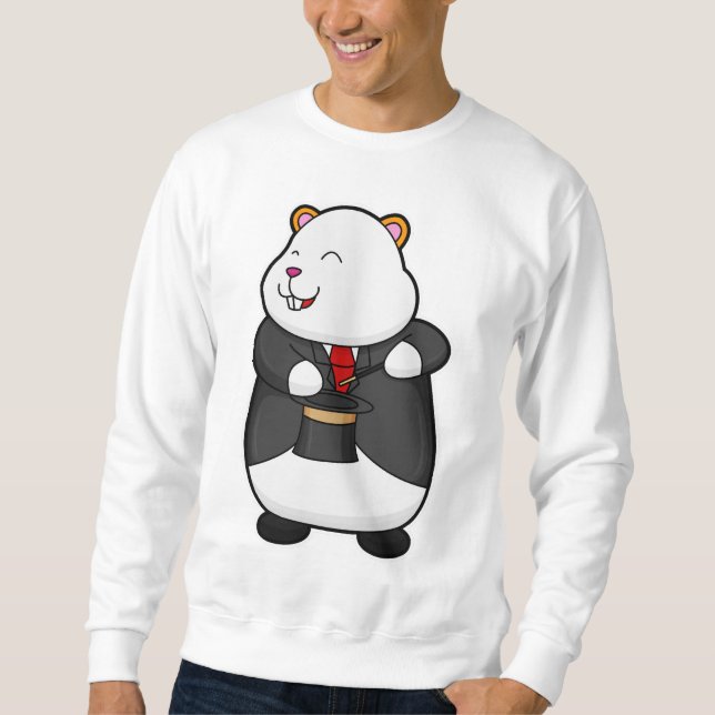 Hamster as Magician with Magic wand & Hat Sweatshirt (Front)