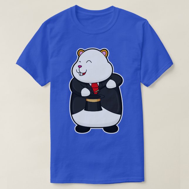 Hamster as Magician with Magic wand Hat T-Shirt (Design Front)