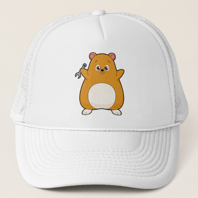 Hamster as Mechanic with Wrench Trucker Hat (Front)