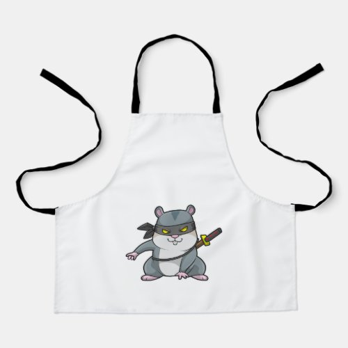 Hamster as Ninja at Martial arts with Sword Apron