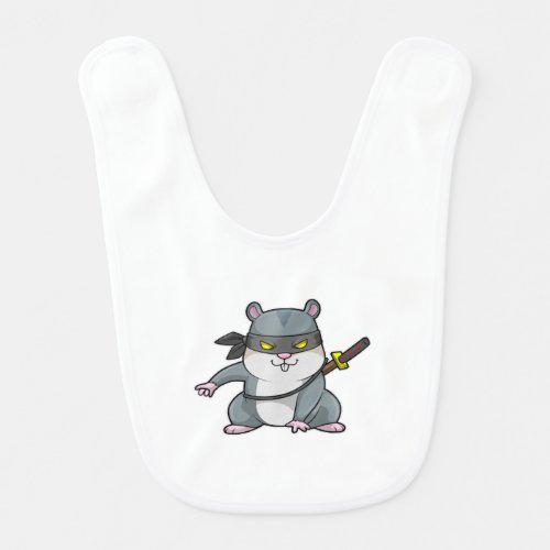 Hamster as Ninja at Martial arts with Sword Baby Bib