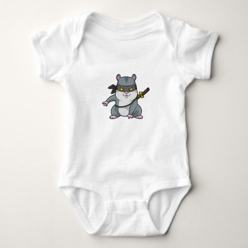 Hamster as Ninja at Martial arts with Sword Baby Bodysuit