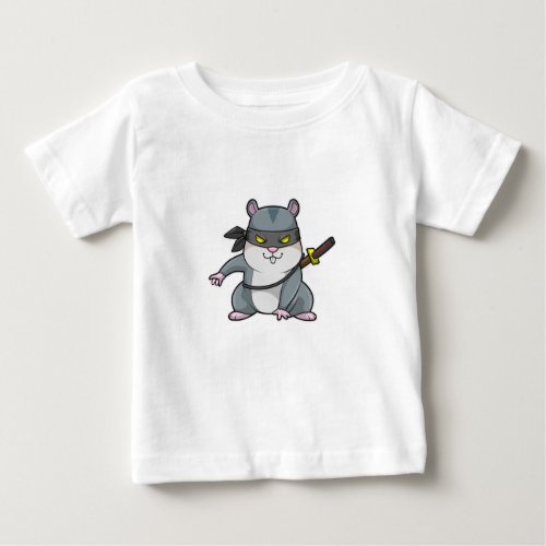 Hamster as Ninja at Martial arts with Sword Baby T_Shirt