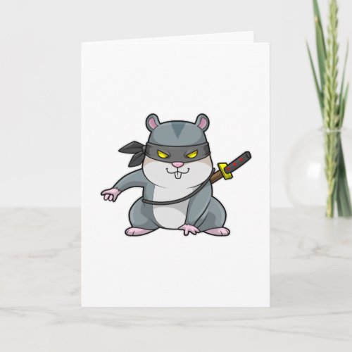 Hamster as Ninja at Martial arts with Sword Card