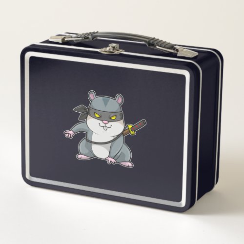 Hamster as Ninja at Martial arts with Sword Metal Lunch Box