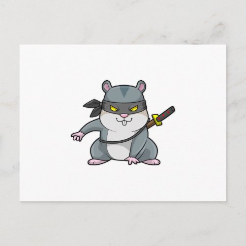 Hamster as Ninja at Martial arts with Sword Postcard