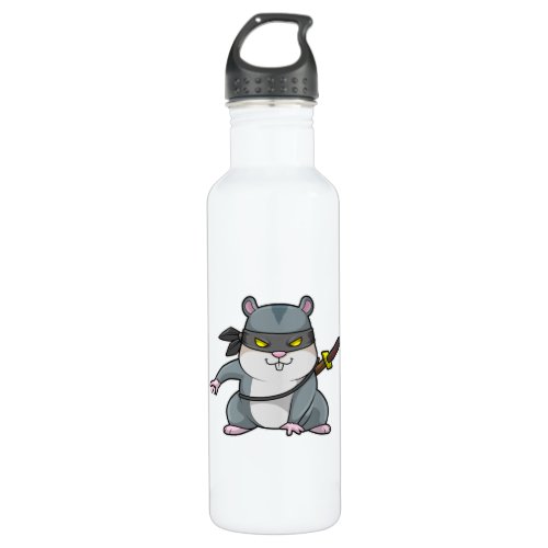 Hamster as Ninja at Martial arts with Sword Stainless Steel Water Bottle