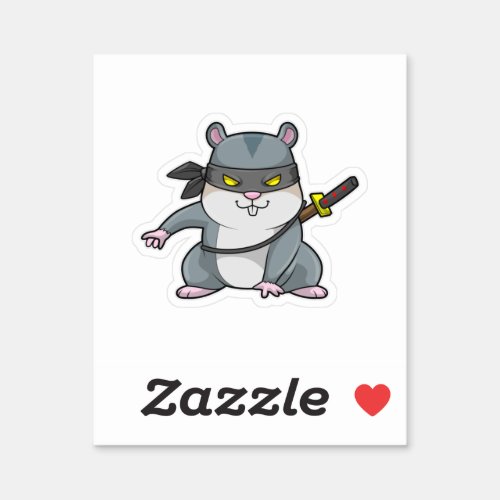 Hamster as Ninja at Martial arts with Sword Sticker