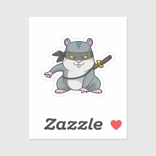 Hamster as Ninja at Martial arts with Sword Sticker (Sheet)
