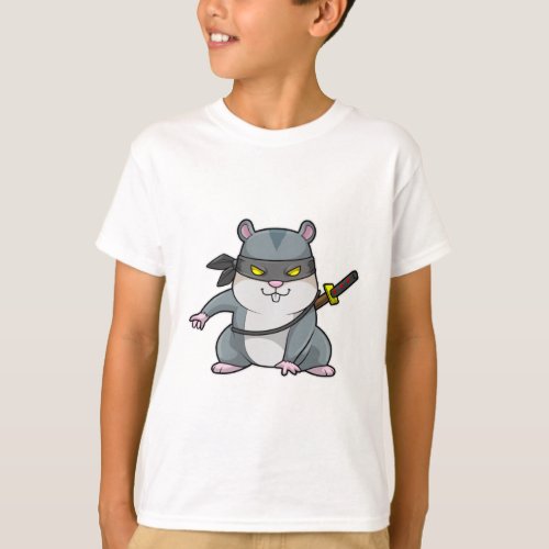 Hamster as Ninja at Martial arts with Sword T_Shirt