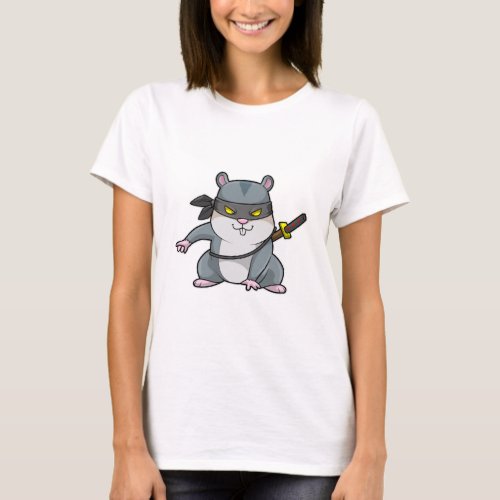 Hamster as Ninja at Martial arts with Sword T_Shirt