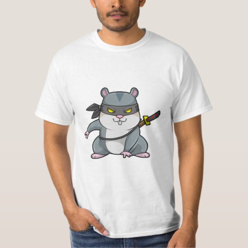 Hamster as Ninja at Martial arts with Sword T_Shirt