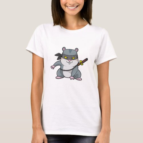 Hamster as Ninja at Martial arts with Sword T_Shirt