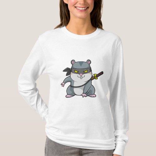 Hamster as Ninja at Martial arts with Sword T_Shirt