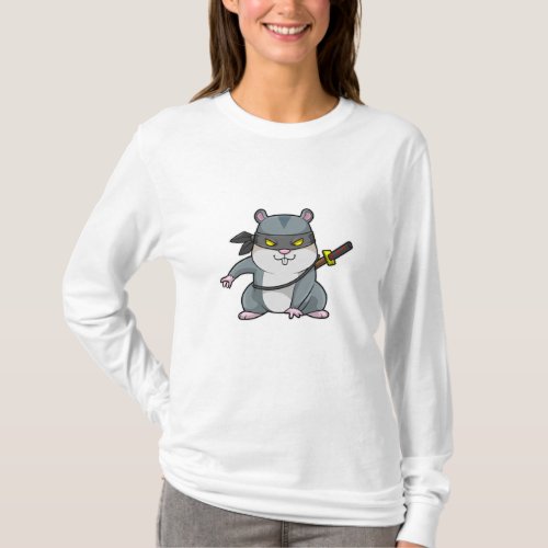 Hamster as Ninja at Martial arts with Sword T_Shirt
