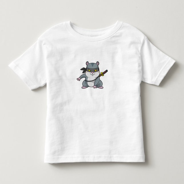 Hamster as Ninja at Martial arts with Sword Toddler T-shirt (Front)