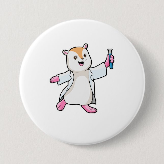 Hamster as Scientist with Test tube Button (Front)