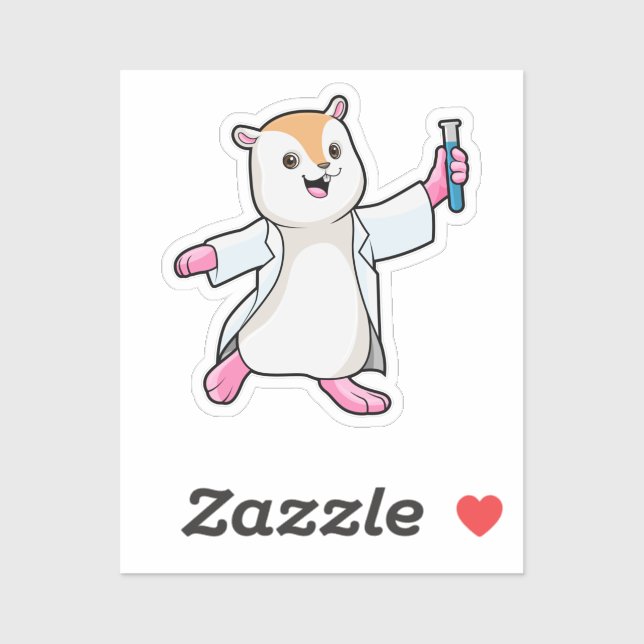 Hamster as Scientist with Test tube Sticker (Sheet)