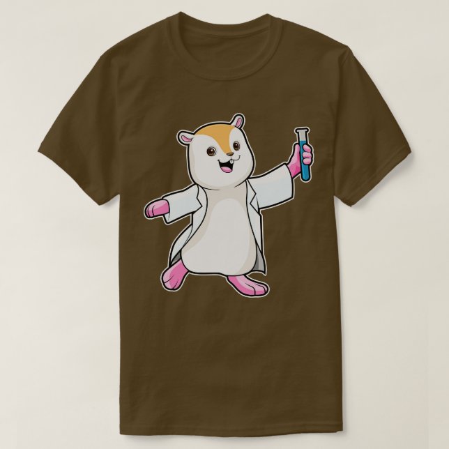 Hamster As Scientist With Test Tube  T-Shirt (Design Front)