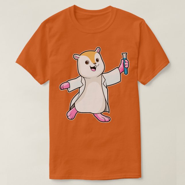 Hamster as Scientist with Test tube T-Shirt (Design Front)