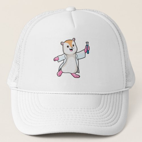 Hamster as Scientist with Test tube Trucker Hat