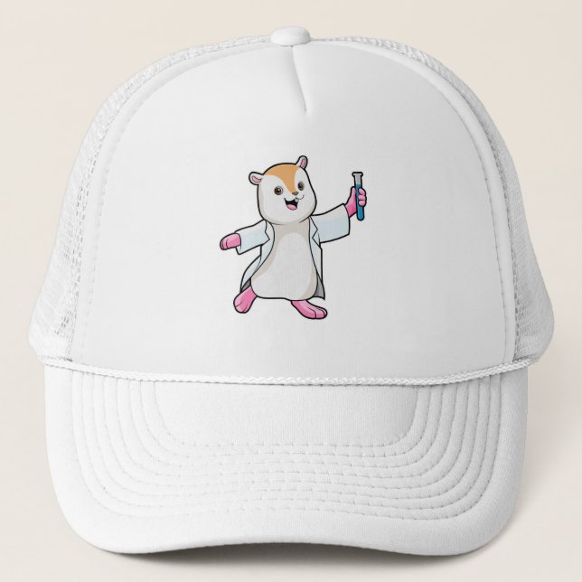 Hamster as Scientist with Test tube Trucker Hat (Front)