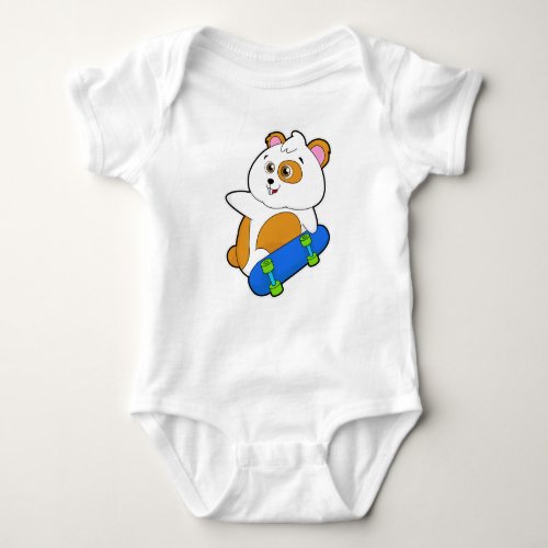 Hamster as Skater with Skateboard Baby Bodysuit