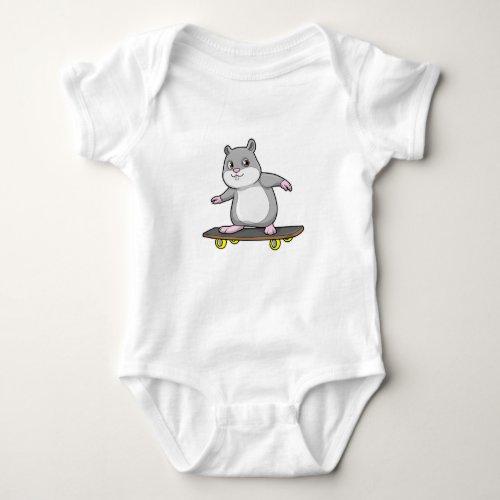 Hamster as Skater with Skateboard Baby Bodysuit