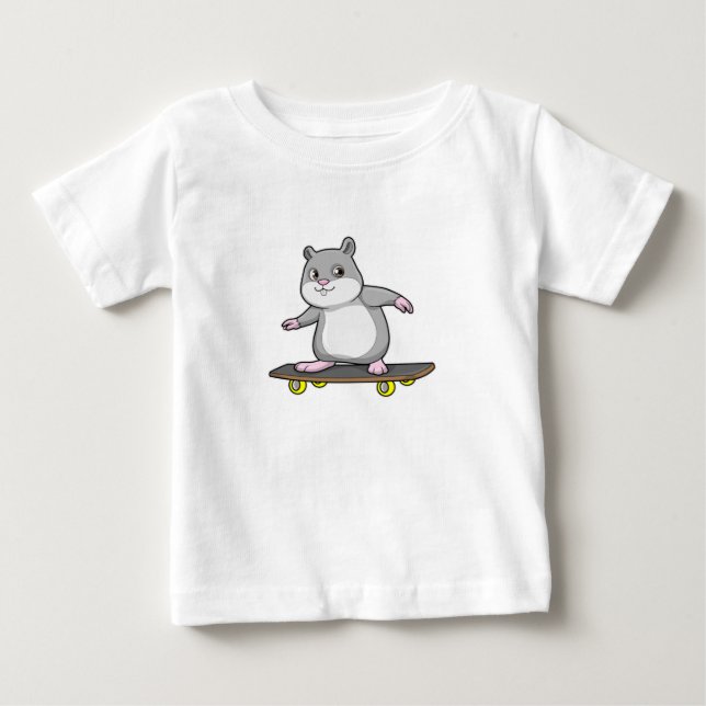 Hamster as Skater with Skateboard Baby T-Shirt (Front)