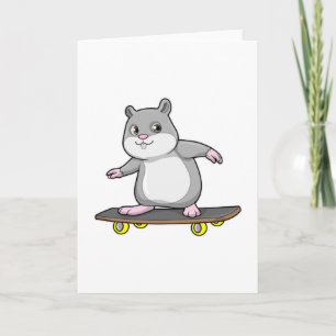 Hamster as Skater with Skateboard Card