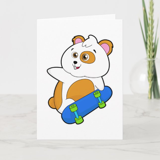 Hamster as Skater with Skateboard Card (Front)