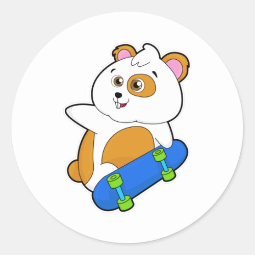 Hamster as Skater with Skateboard Classic Round Sticker