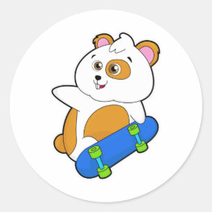 Hamster as Skater with Skateboard Classic Round Sticker