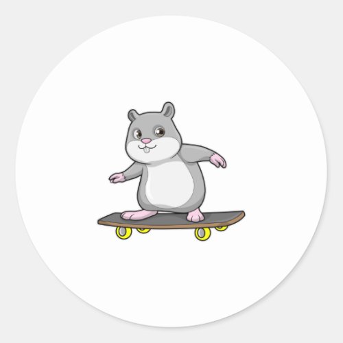 Hamster as Skater with Skateboard Classic Round Sticker