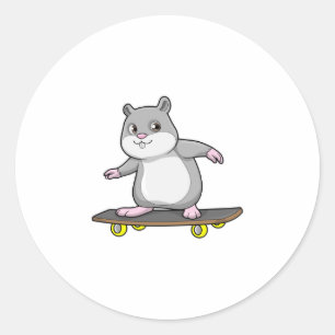 Hamster as Skater with Skateboard Classic Round Sticker